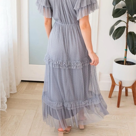 DEAUVILLE Elegant Ruffled Gray Maxi Dress 

New without tags - Picture 9 of 10